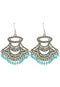 Oxidised Silver Blue Pearls Ethnic Drop Earrings 15g